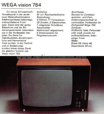Wegavision 784; Wega, (ID = 2454486) Television