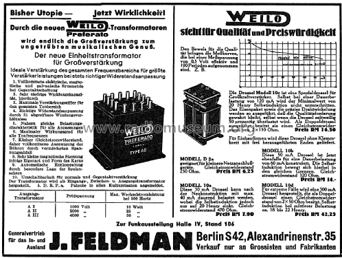 Drossel 10 C; Weilo, J. Feldman & (ID = 1775871) Radio part