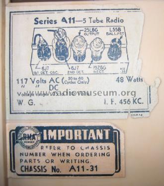 Series A11; Wells-Gardner & Co.; (ID = 1651712) Radio