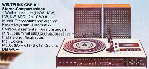 Stereo-Compactanlage CRP 1020; Weltfunk GmbH & Co. (ID = 1261242) Radio