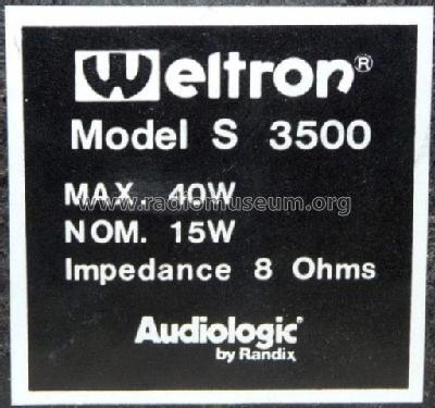 Audiologic by Randix S 3500; Weltron Co., Inc.; (ID = 1883383) Speaker-P