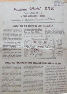 D1190 Factory Model 6C17-3; Western Auto Supply (ID = 1711286) Car Radio