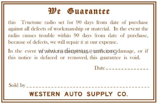 D2611 'Truetone' ; Western Auto Supply (ID = 2927500) Radio