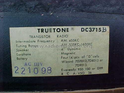 Truetone Transistor Radio DC3715B; Western Auto Supply (ID = 2650571) Radio