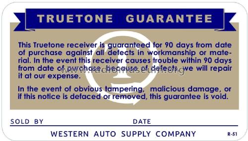 Truetone D2866A; Western Auto Supply (ID = 2937412) Radio