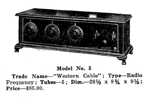 Western Cable Model 5; Western Cable & (ID = 1950649) Radio