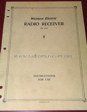 10-A Receiver ; Western Electric (ID = 2803661) Radio