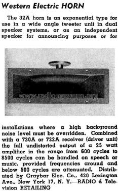 Horn Loudspeaker 32A; Western Electric (ID = 1315418) Speaker-P