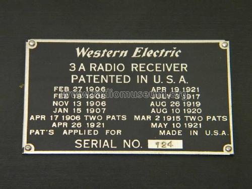 3-A ; Western Electric (ID = 1303143) Radio