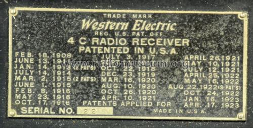 4-C ; Western Electric (ID = 1895880) Radio