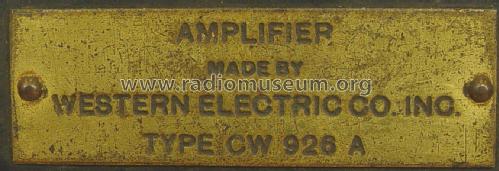 amplificateur CW 926 A; Western Electric (ID = 2042975) Verst/Mix