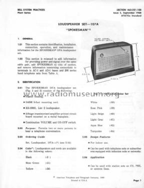 Spokesman 107A; Western Electric (ID = 827967) Ampl/Mixer