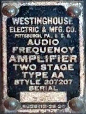 Audio Frequency Amplifier Two Stage Type AA; Westinghouse El. & (ID = 2240502) Ampl/Mixer