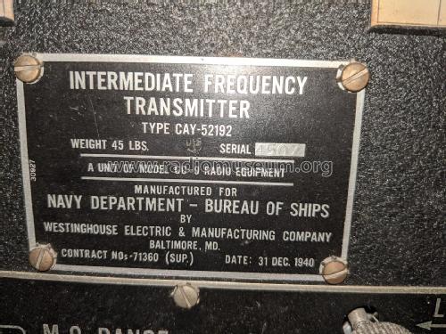 GO-9 PBY Transmitter CAY-20103, CAY-52192. CAY-52193; Westinghouse El. & (ID = 2459872) Mil Tr