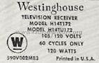 H-14TU172 Ch= V-2321-401; Westinghouse El. & (ID = 477370) Télévision