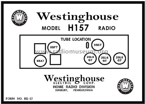 H-157 Library Ch= V-2122; Westinghouse El. & (ID = 2876408) Radio