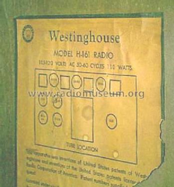 H-161 Ch= V-2118; Westinghouse El. & (ID = 309306) Radio