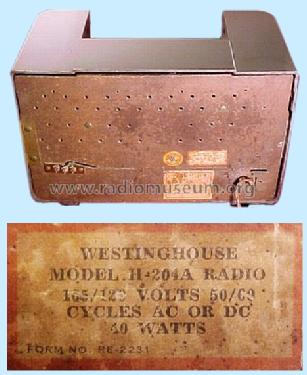 H-204A Ch= V-2128-4; Westinghouse El. & (ID = 369754) Radio