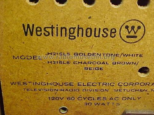 H-215L5 Ch= V-2466-1; Westinghouse El. & (ID = 1439531) Radio