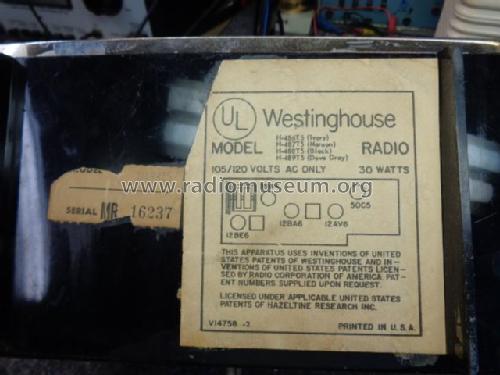 H-488T5 Ch=V-2236-2; Westinghouse El. & (ID = 1934682) Radio