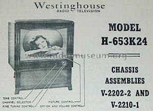 H-653K24 Ch= V-2202-2; Westinghouse El. & (ID = 680453) Télévision