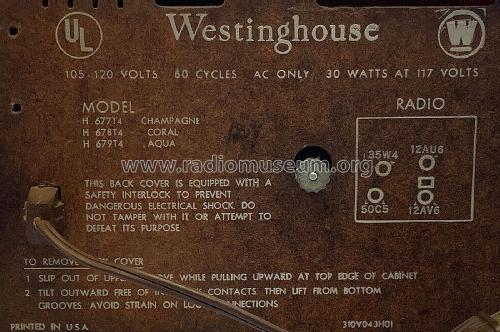 H-678T4 Ch= V-2239-6; Westinghouse El. & (ID = 2857612) Radio