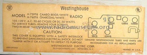 H-759T6 Ch= V-2410-2; Westinghouse El. & (ID = 1802633) Radio