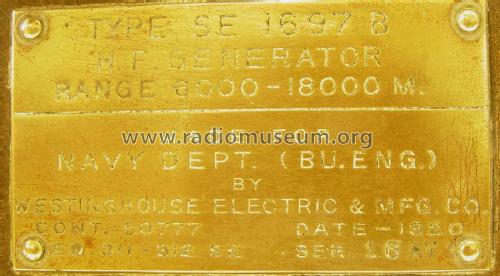 HF Generator Type SE 1697 B; Westinghouse El. & (ID = 2258004) Military