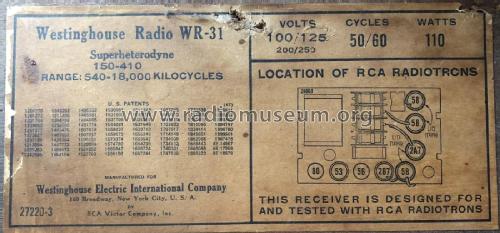 WR-31; Westinghouse El. & (ID = 2654777) Radio