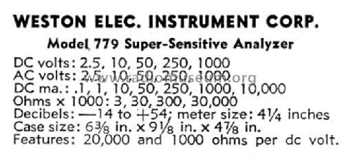 779 ; Weston Electrical (ID = 1147102) Equipment