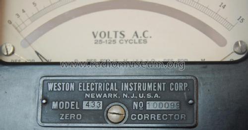 AC Voltmeter 433; Weston Electrical (ID = 2778077) Equipment