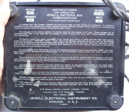 Jewell Tubechecker Pattern 209; Weston Electrical (ID = 1171728) Equipment