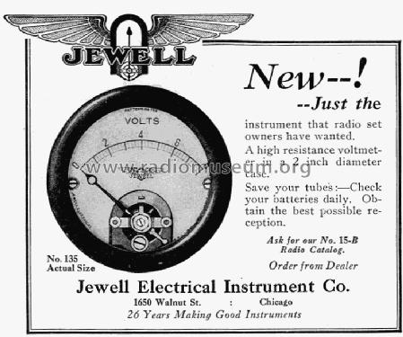 Jewell Voltmeter Pattern No. 135 ; Weston Electrical (ID = 1211836) Diversos