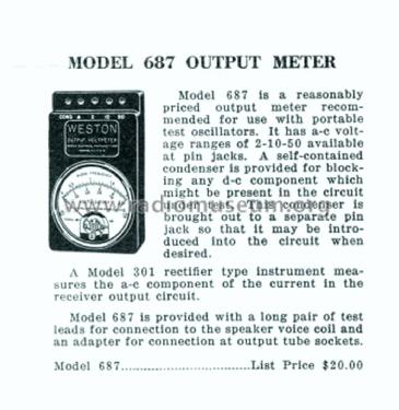 Output Meter 687; Weston Electrical (ID = 2579677) Equipment