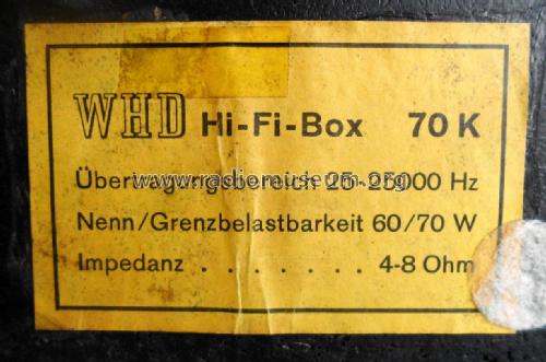 HiFi Box 70 K; WHD, Wilhelm Huber & (ID = 2365572) Speaker-P