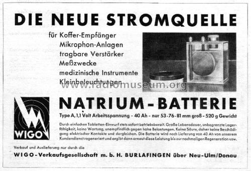 Natrium-Batterie Type A; Wigo acustic, G. (ID = 2567296) Fuente-Al