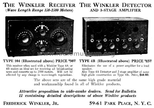 The Winkler Detector & 2-Stage Amplifier Type 4A; Winkler, Frederick, (ID = 1115117) mod-pre26