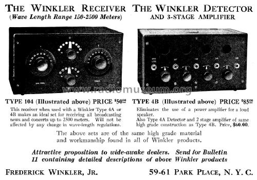 The Winkler Detector & 3-Stage Amplifier Type 4B; Winkler, Frederick, (ID = 1115116) mod-pre26