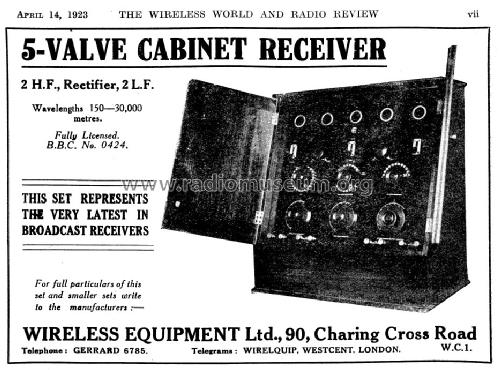 5-Valve Cabinet Receiver ; Wireless Equipment (ID = 1077400) Radio