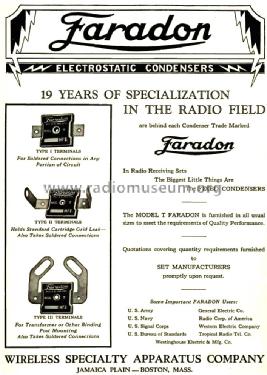 Faradon Condenser ; Wireless Specialty (ID = 1386259) Radio part