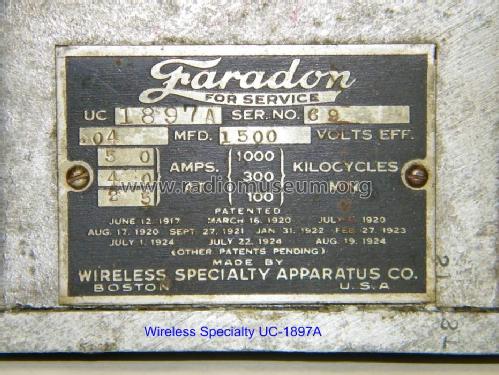 Faradon Condenser UC-1897A; Wireless Specialty (ID = 961615) Radio part