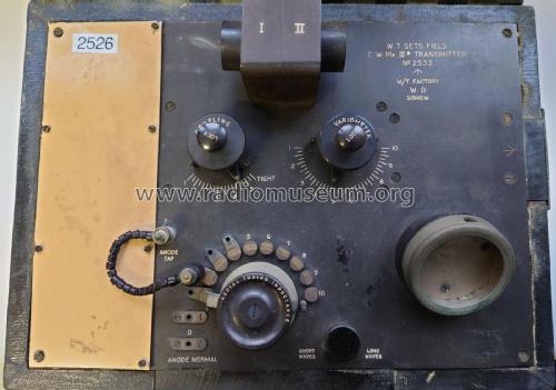 W.T. Sets, Field C.W. Mk III Transmitter; Wireless Telegraphy (ID = 2820594) Mil Tr