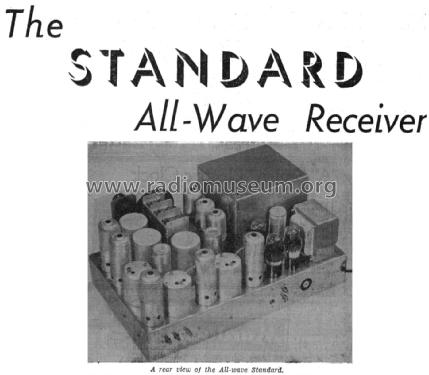 Standard All Wave Receiver ; Wireless Weekly (ID = 2682624) Kit