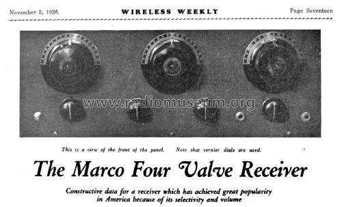 The Marco Four Valve Receiver ; Wireless Weekly (ID = 2685365) Kit