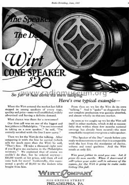 Wirt Cone Speaker ; Wirt; Philadelphia, (ID = 1723794) Speaker-P