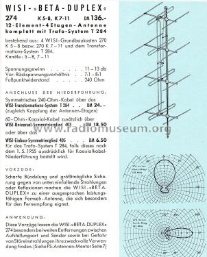 Beta-Duplex 274; Wisi Wilh. Sihn; (ID = 2374420) Antenna