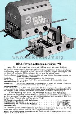 Fernseh-Antennen-Verstärker 271; Wisi Wilh. Sihn; (ID = 2372888) RF-Ampl.