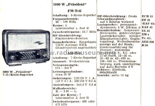 Präsident 2090W ; Wobbe-Radio; Winsen, (ID = 2372654) Radio
