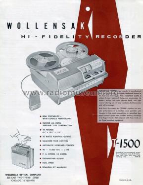 Magnetic-Tape-Recorder T1500; Wollensak 3M; St. (ID = 1900086) R-Player
