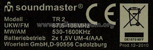 Soundmaster TR-2; Wörlein GmbH; (ID = 1196750) Radio